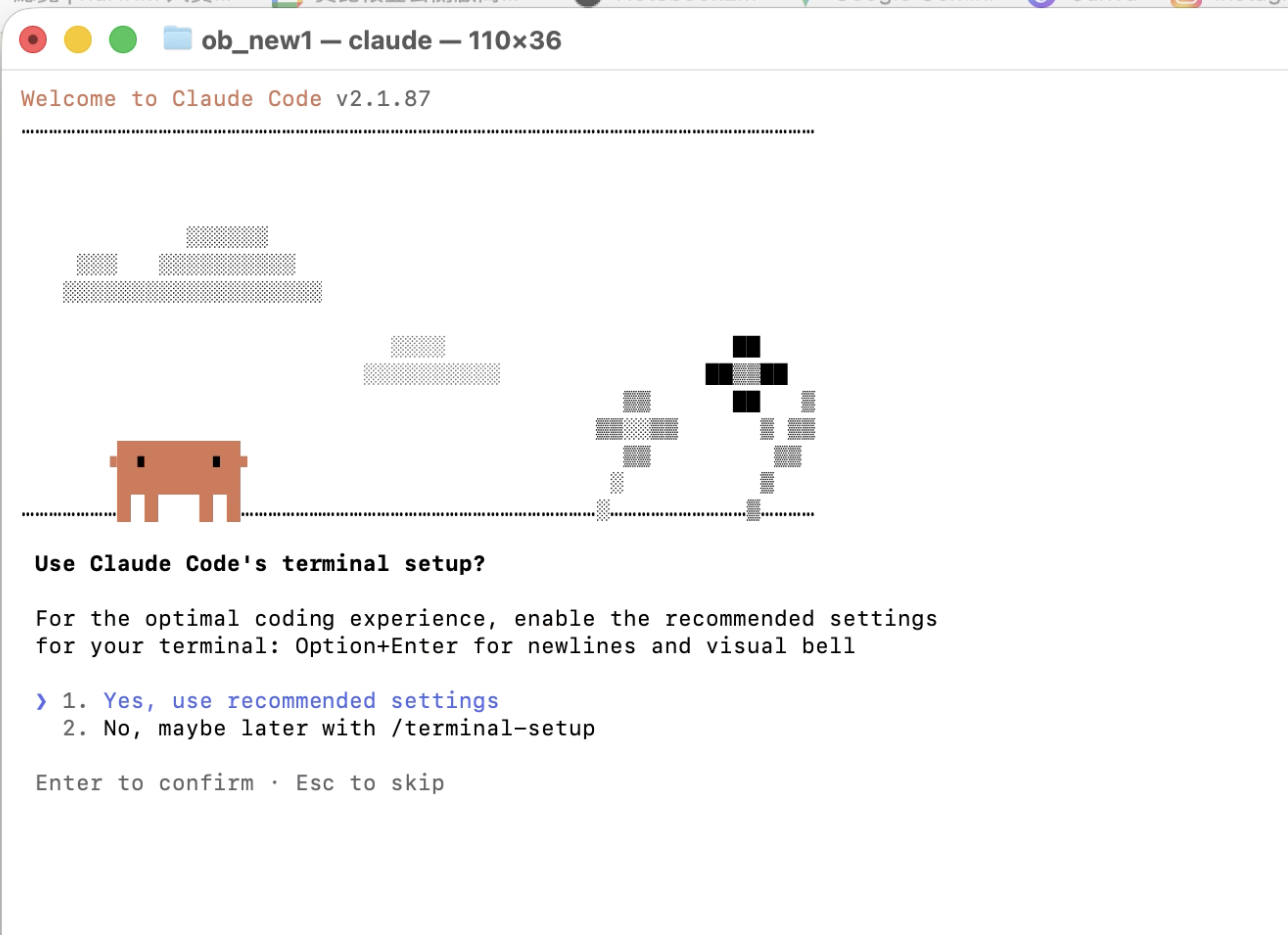 Terminal setup 畫面